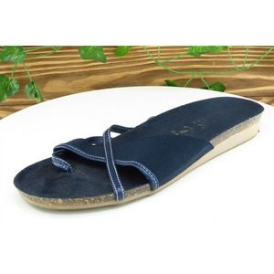 Italian Shoemakers Sz 9.5 M‎ Blue Flip Flop Fabric Women Sandals